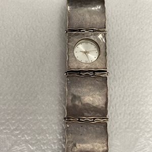 Hammered sterling silver watch